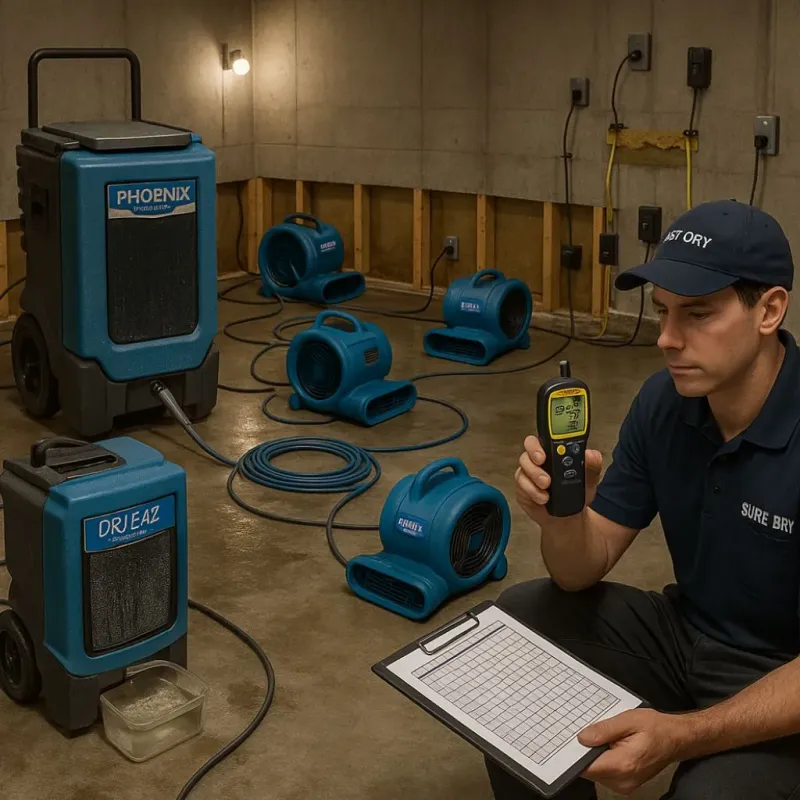 Structural Drying and Dehumidification process in Cleora, OK
